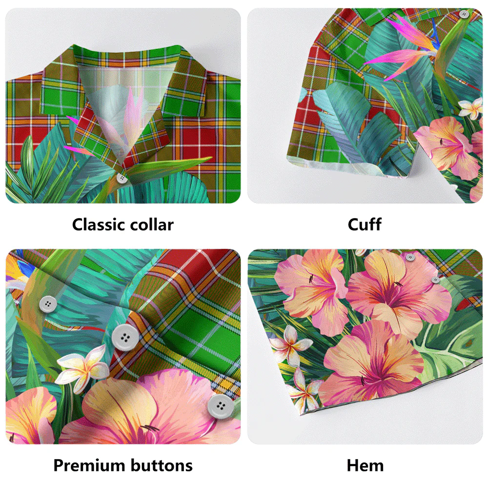 Scottish Baxter Modern Clan Badge Tartan Hawaiian Shirt Bouquet Tropical Style - Image 5