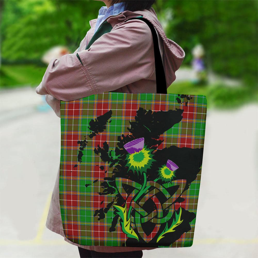 Scottish Baxter Modern Tartan Canvas Bag With Shoulder Strap With Thistle - Image 2