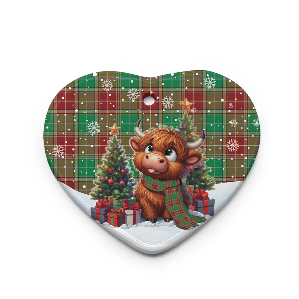 Scottish Baxter Modern Tartan Ceramic Ornament Cute Highland Cow Christmas - Image 3