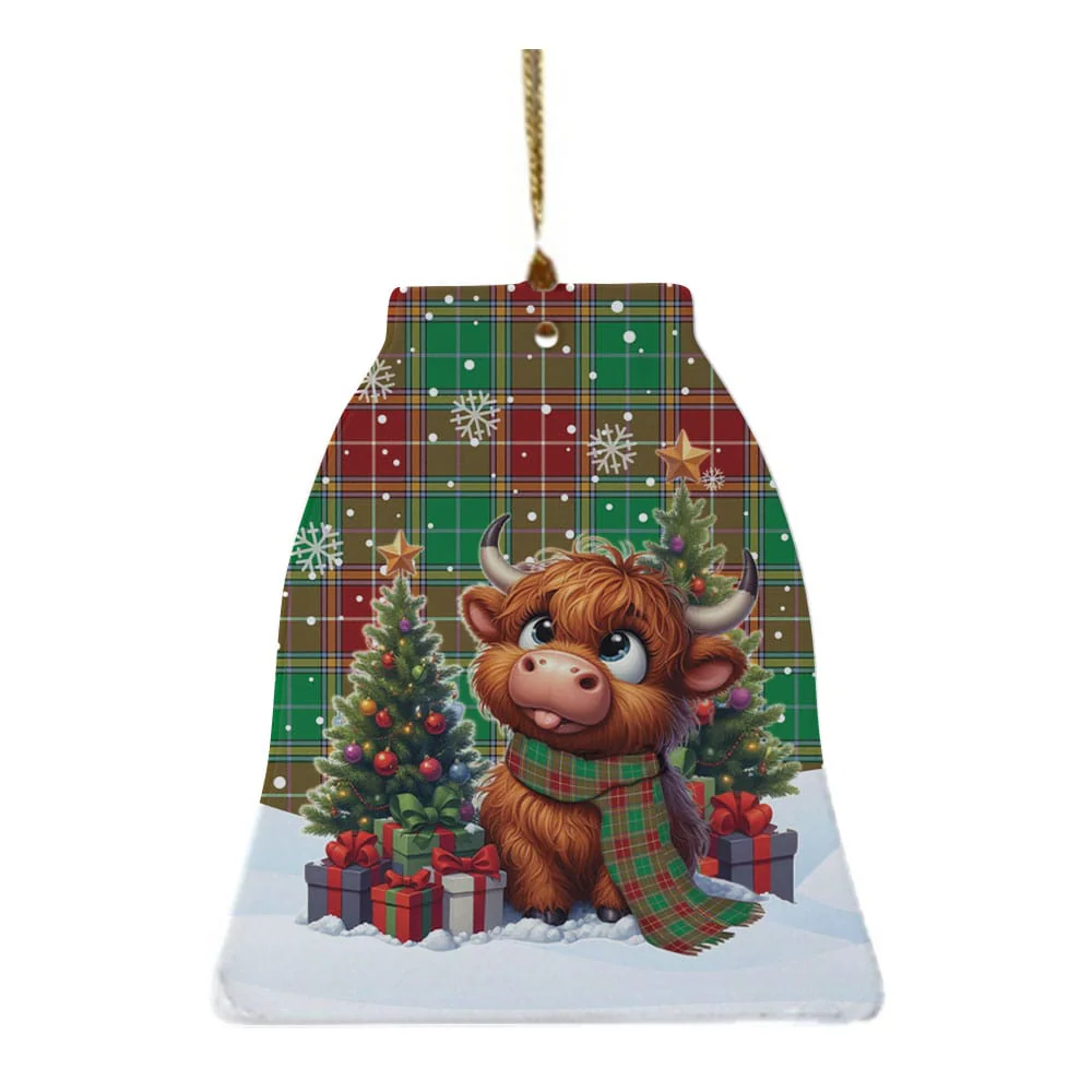 Scottish Baxter Modern Tartan Ceramic Ornament Cute Highland Cow Christmas - Image 4