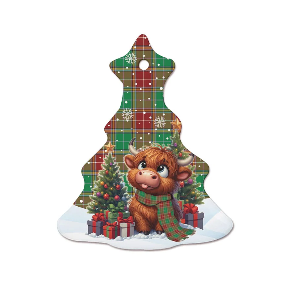 Scottish Baxter Modern Tartan Ceramic Ornament Cute Highland Cow Christmas - Image 7