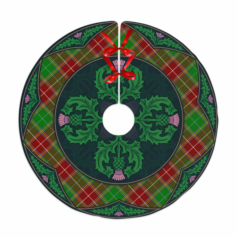 Scottish Baxter Modern Tartan Christmas Tree Skirt Old Scottish Thistle Flower