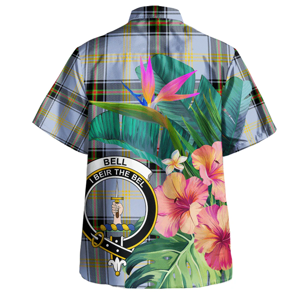 Scottish Bell of the Borders Clan Badge Tartan Hawaiian Shirt Bouquet Tropical Style - Image 3