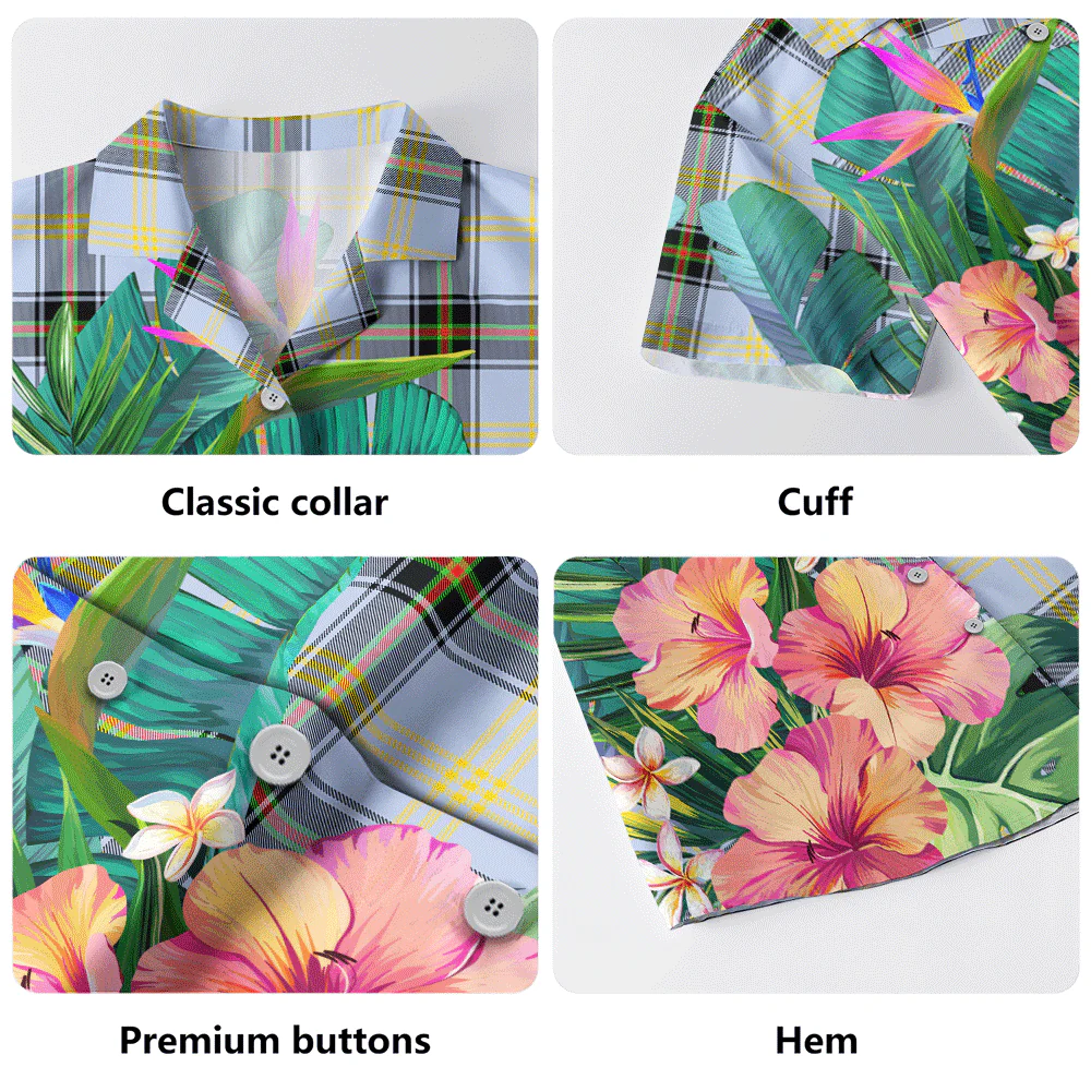Scottish Bell of the Borders Clan Badge Tartan Hawaiian Shirt Bouquet Tropical Style - Image 5