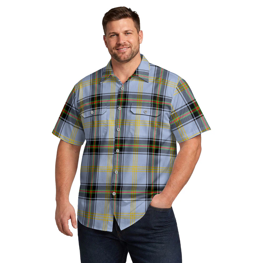 Scottish Bell of the Borders Clan Badge Tartan Short Sleeve Work Shirt - Image 4