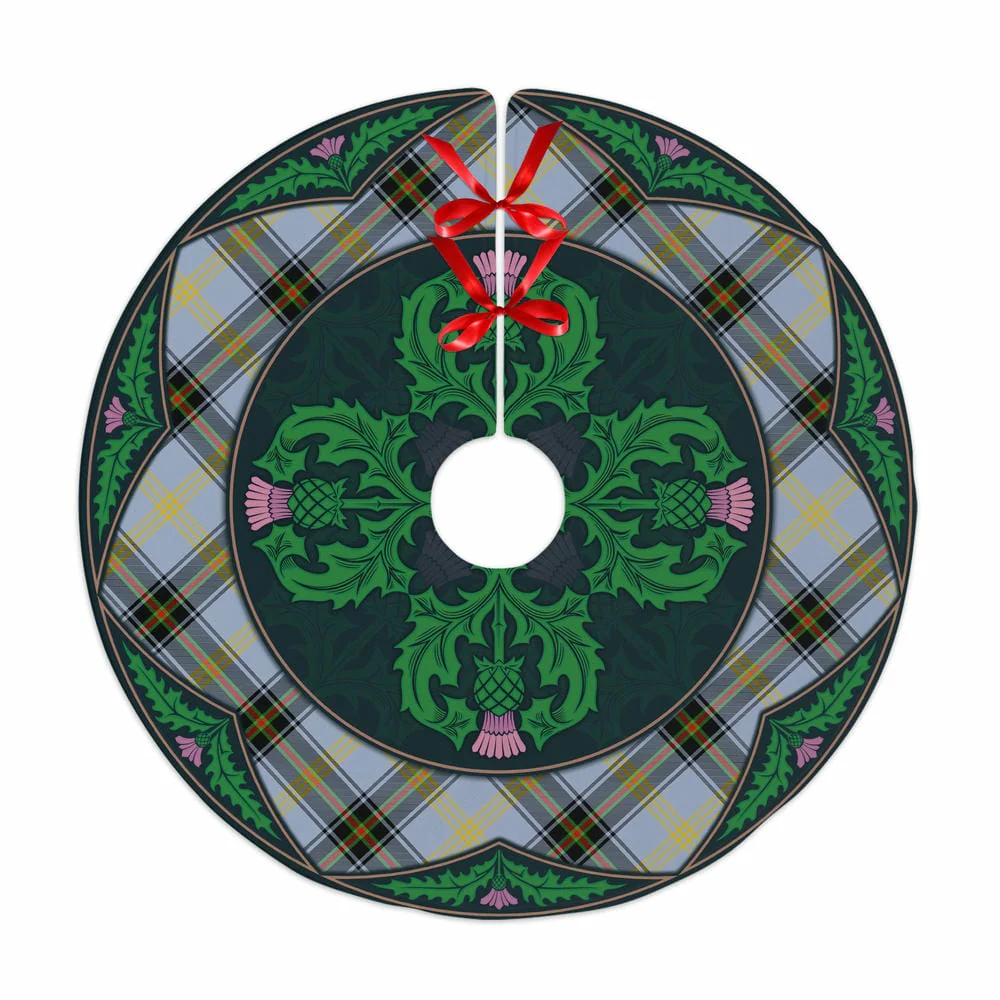 Scottish Bell of the Borders Tartan Christmas Tree Skirt Old Scottish Thistle Flower