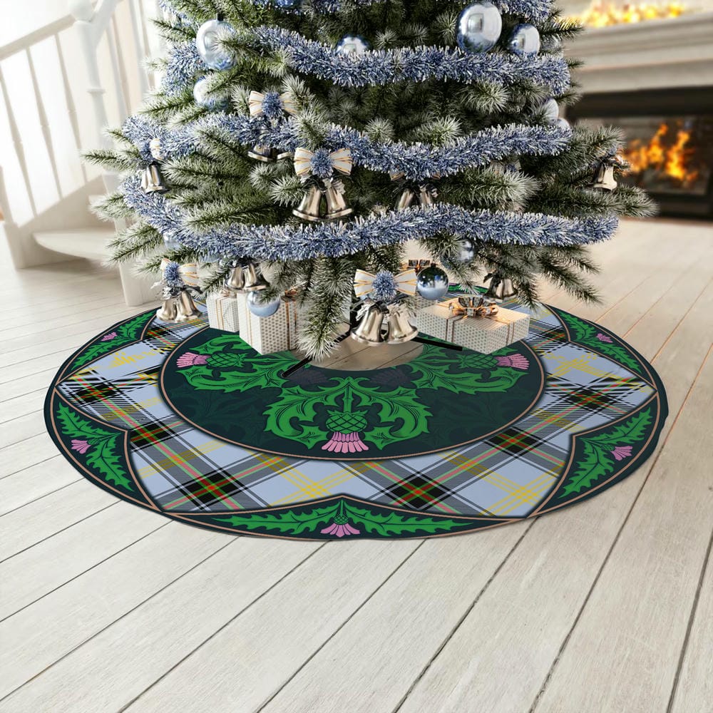 Scottish Bell of the Borders Tartan Christmas Tree Skirt Old Scottish Thistle Flower - Image 3