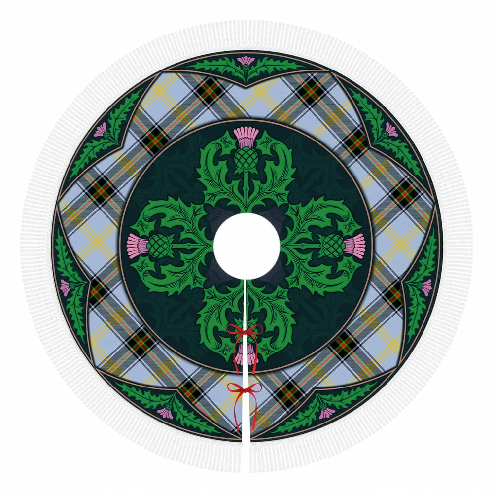 Scottish Bell of the Borders Tartan Christmas Tree Skirt Old Scottish Thistle Flower - Image 4