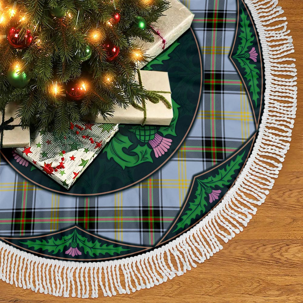 Scottish Bell of the Borders Tartan Christmas Tree Skirt Old Scottish Thistle Flower - Image 5