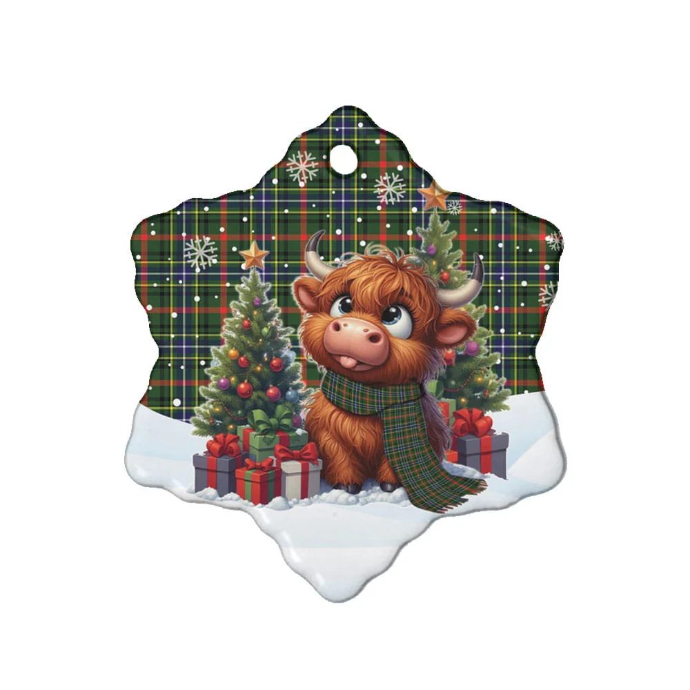 Scottish Bisset Tartan Ceramic Ornament Cute Highland Cow Christmas - Image 6