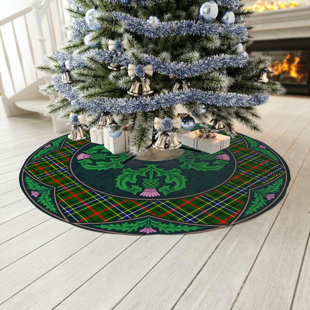 Scottish Bisset Tartan Christmas Tree Skirt Old Scottish Thistle Flower - Image 3