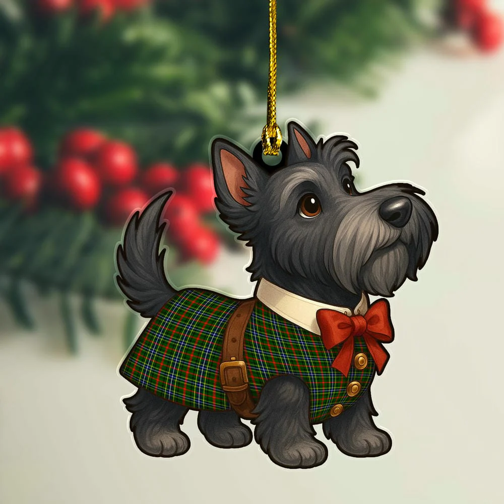 Scottish Bisset Tartan Ornament Scottie Dog