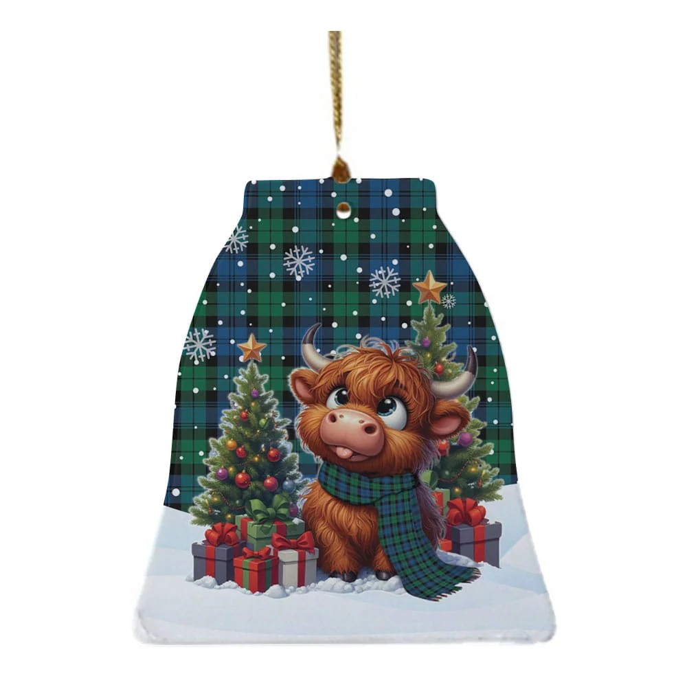 Scottish Blackwatch Ancient Tartan Ceramic Ornament Cute Highland Cow Christmas - Image 4