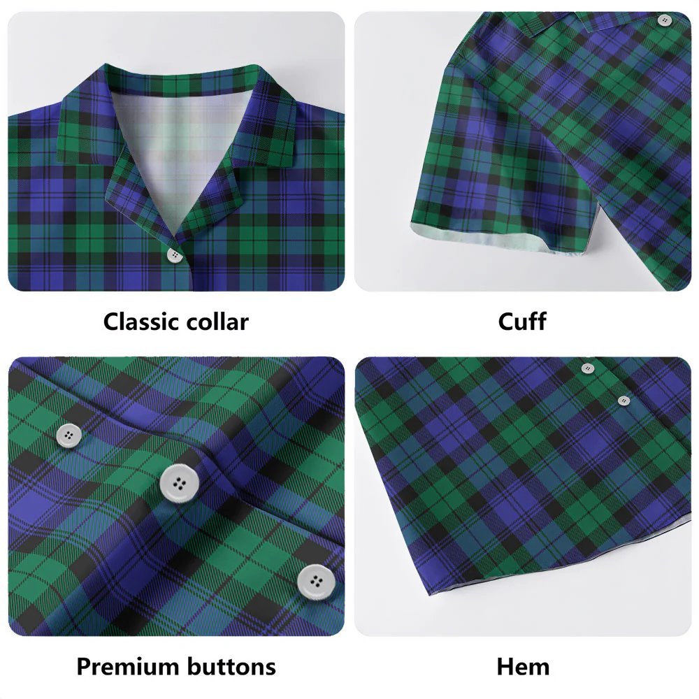 Scottish Blackwatch Modern Tartan Hawaiian Shirt - Image 3