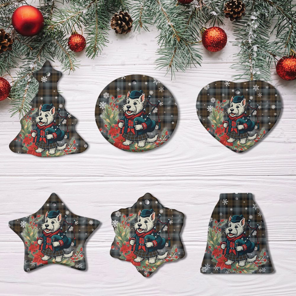 Scottish BlackWatch Weathered Tartan Ceramic Ornament Cute Scottish Terrier Dog