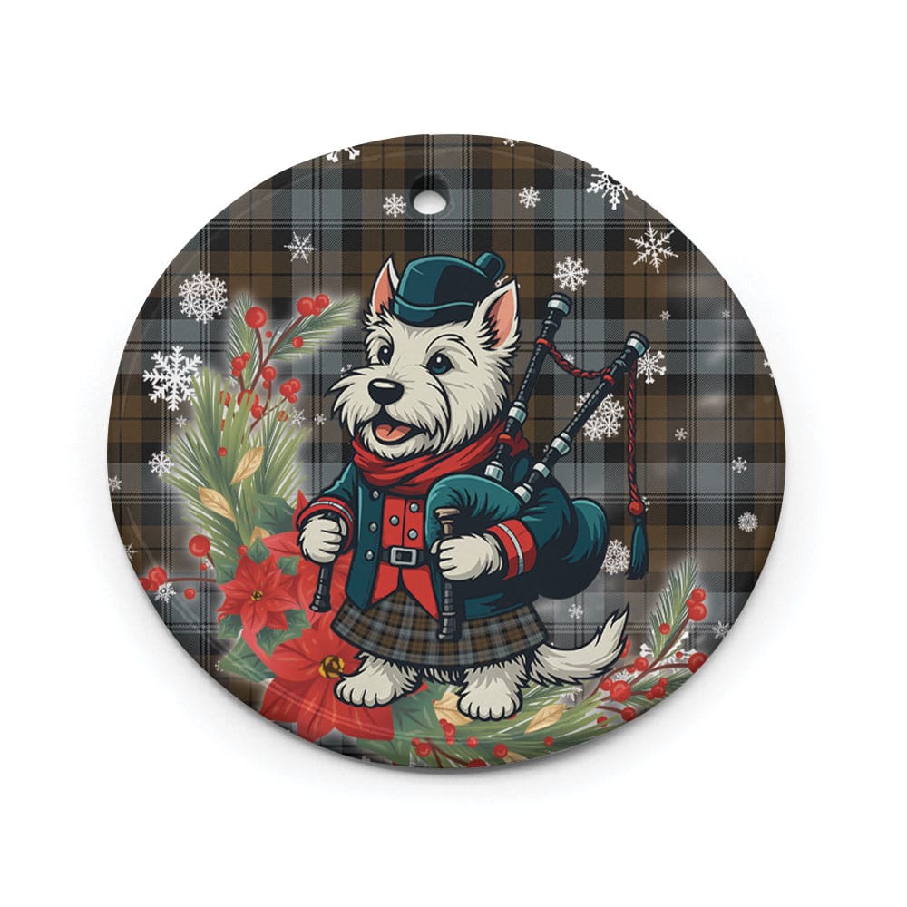 Scottish BlackWatch Weathered Tartan Ceramic Ornament Cute Scottish Terrier Dog - Image 2