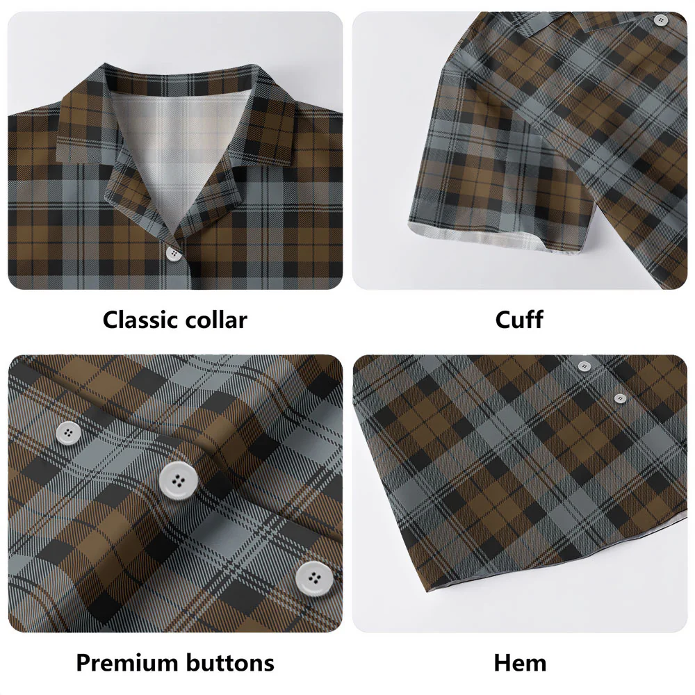 Scottish BlackWatch Weathered Tartan Hawaiian Shirt - Image 3
