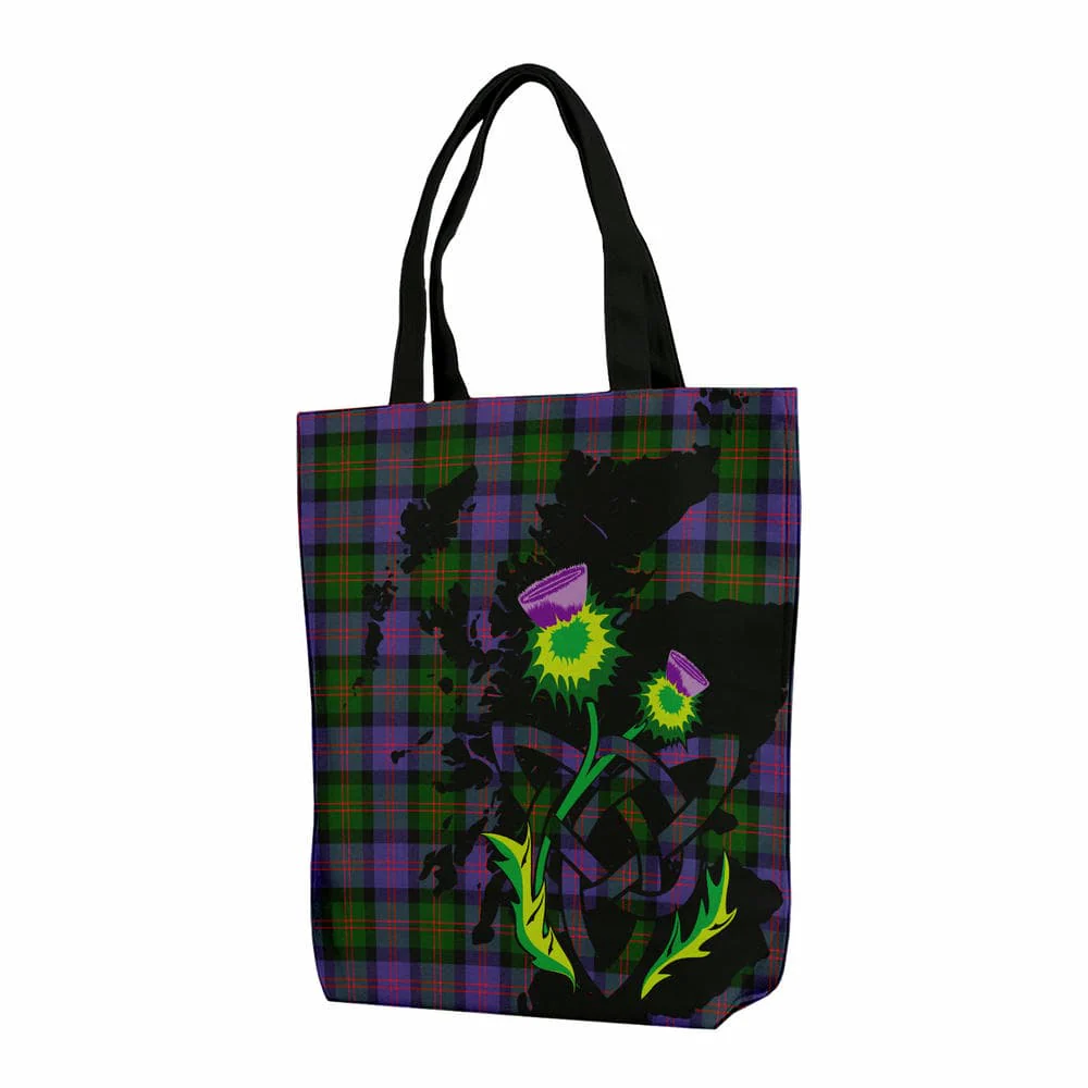 Scottish Blair Modern Tartan Canvas Bag With Shoulder Strap With Thistle