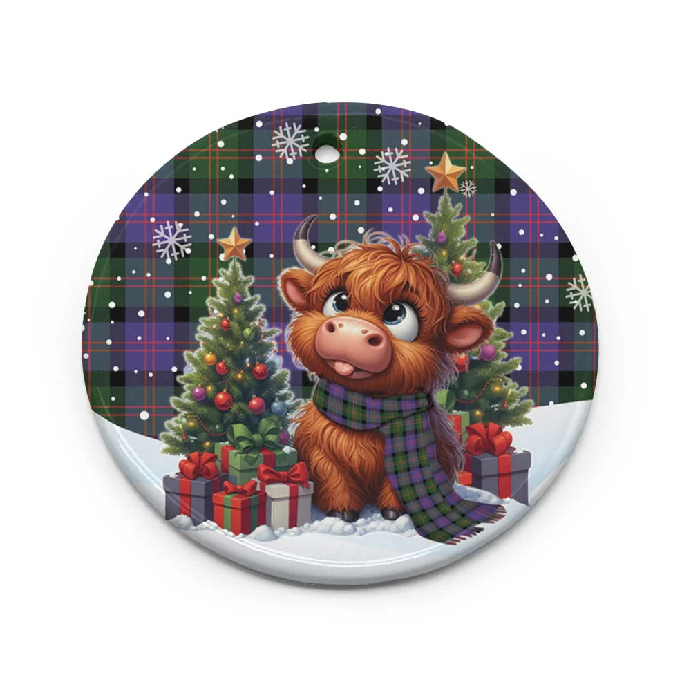 Scottish Blair Modern Tartan Ceramic Ornament Cute Highland Cow Christmas - Image 2