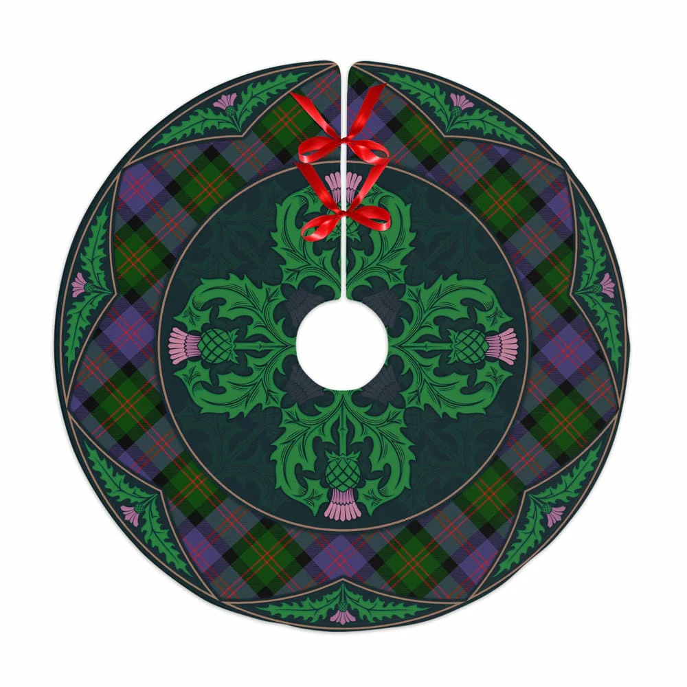 Scottish Blair Modern Tartan Christmas Tree Skirt Old Scottish Thistle Flower