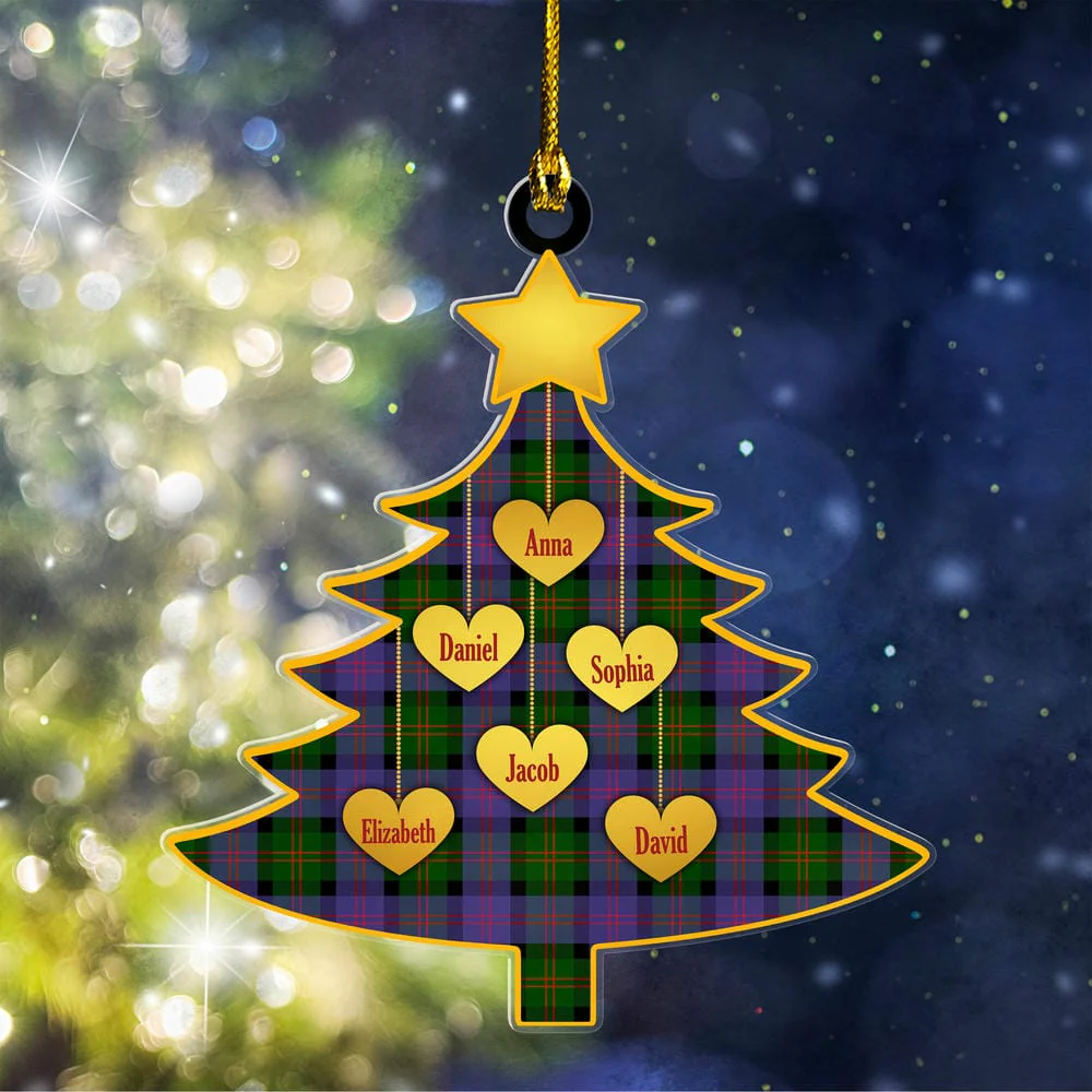 Scottish Blair Modern Tartan Ornament Custom Family Christmas Tree