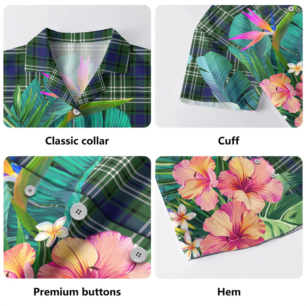 Scottish Blyth Clan Badge Tartan Hawaiian Shirt Bouquet Tropical Style - Image 5
