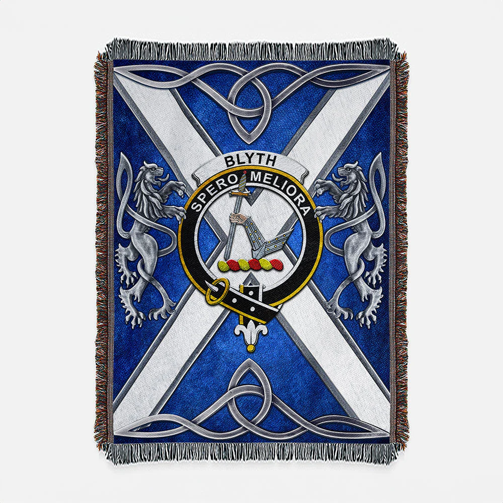 Scottish Blyth Clan Badge Woven Blanket Silver Rampant Lion Emblem