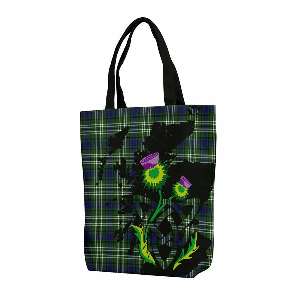 Scottish Blyth Tartan Canvas Bag With Shoulder Strap With Thistle