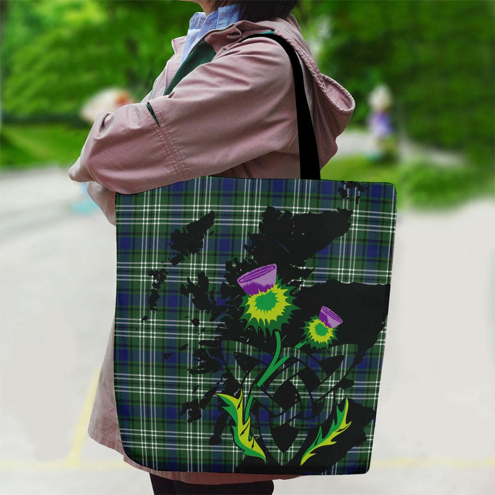Scottish Blyth Tartan Canvas Bag With Shoulder Strap With Thistle - Image 2