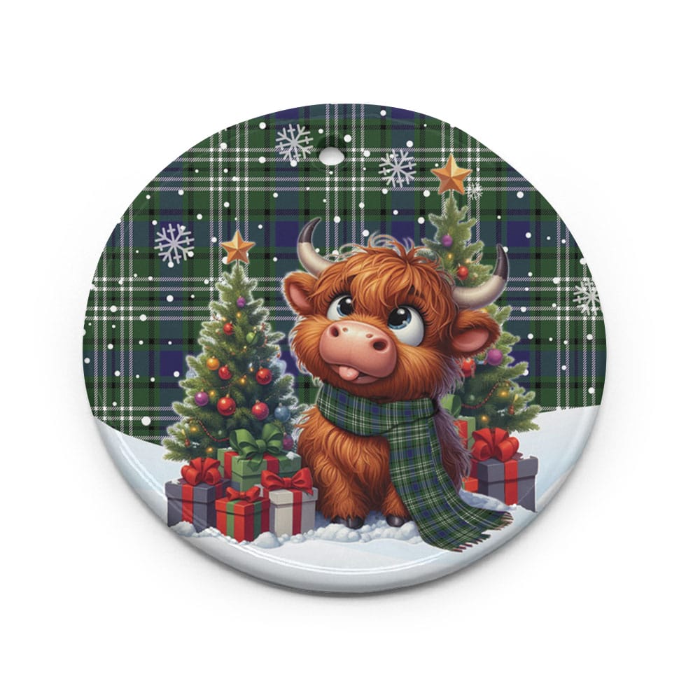 Scottish Blyth Tartan Ceramic Ornament Cute Highland Cow Christmas - Image 2