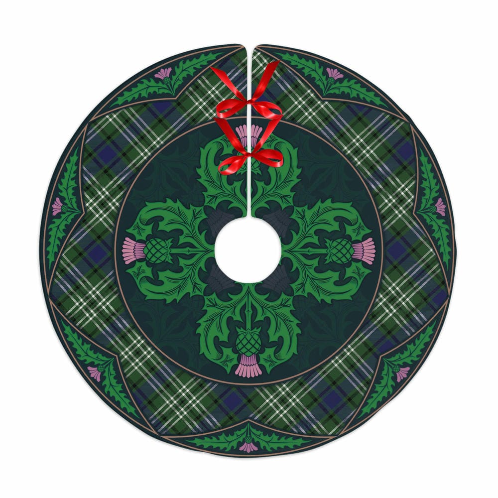 Scottish Blyth Tartan Christmas Tree Skirt Old Scottish Thistle Flower