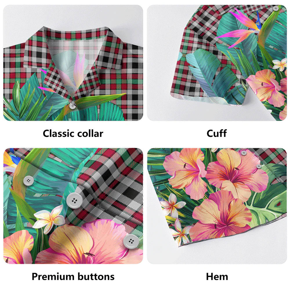 Scottish Borthwick Ancient Clan Badge Tartan Hawaiian Shirt Bouquet Tropical Style - Image 5