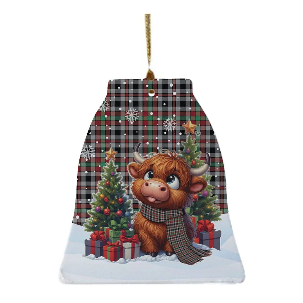 Scottish Borthwick Ancient Tartan Ceramic Ornament Cute Highland Cow Christmas - Image 4
