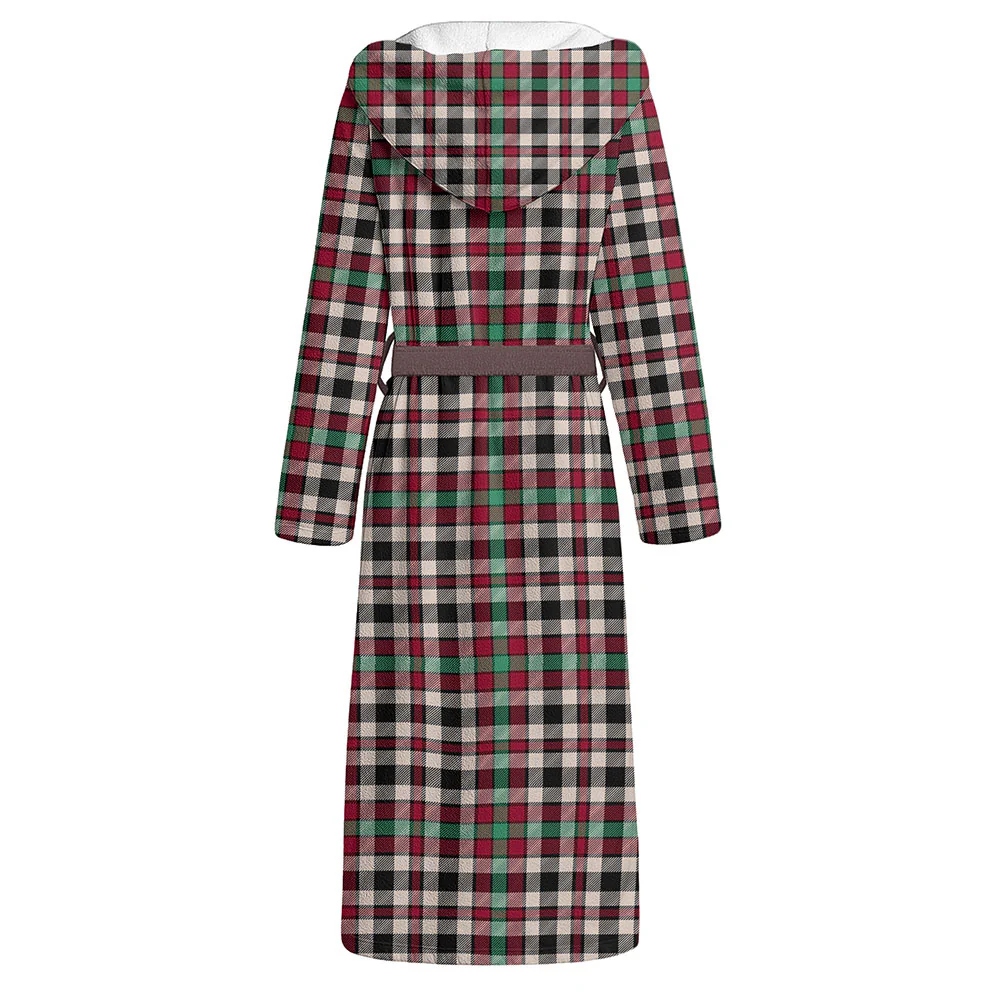 Scottish Borthwick Dress Ancient Clan Badge Tartan Flannel Hooded Bathrobe - Image 2