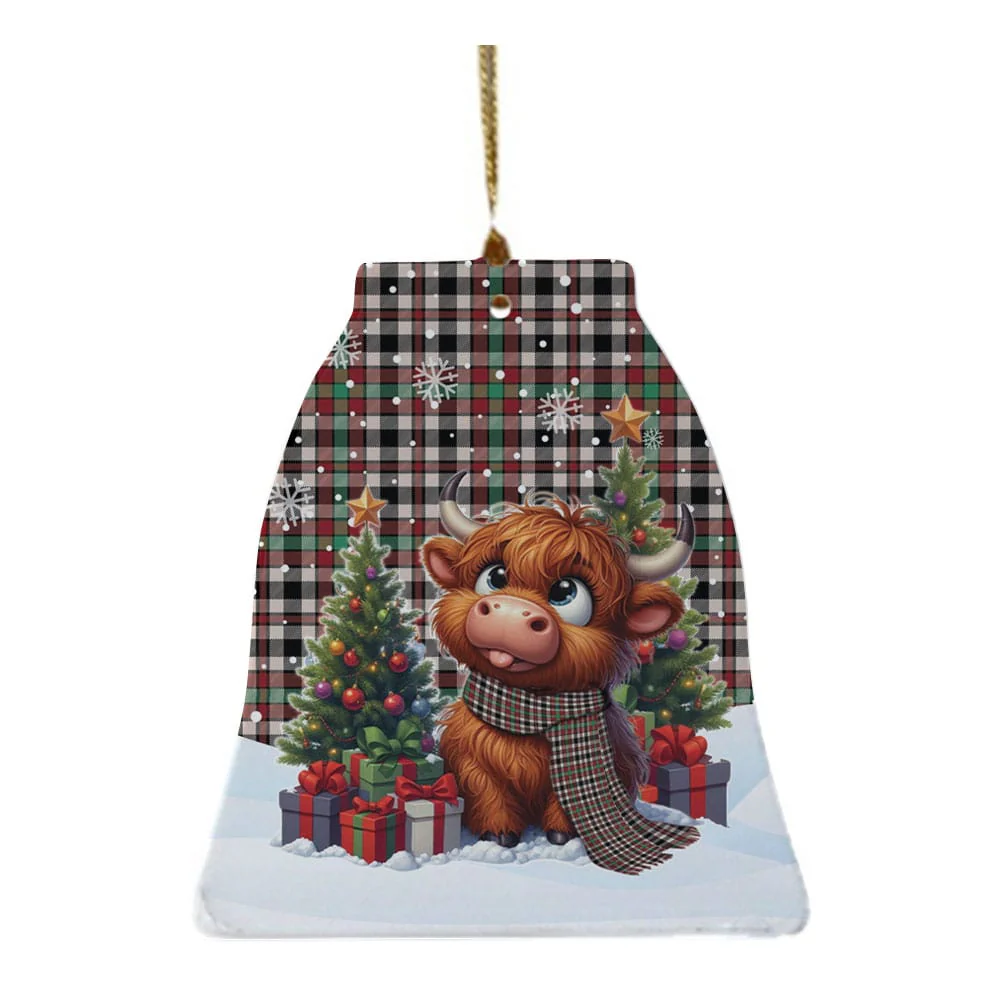 Scottish Borthwick Dress Ancient Tartan Ceramic Ornament Cute Highland Cow Christmas - Image 4