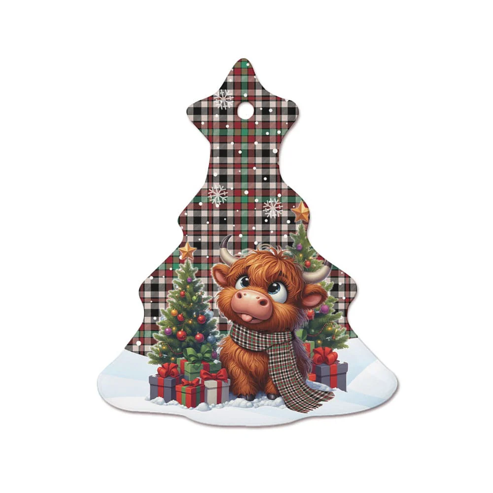 Scottish Borthwick Dress Ancient Tartan Ceramic Ornament Cute Highland Cow Christmas - Image 7
