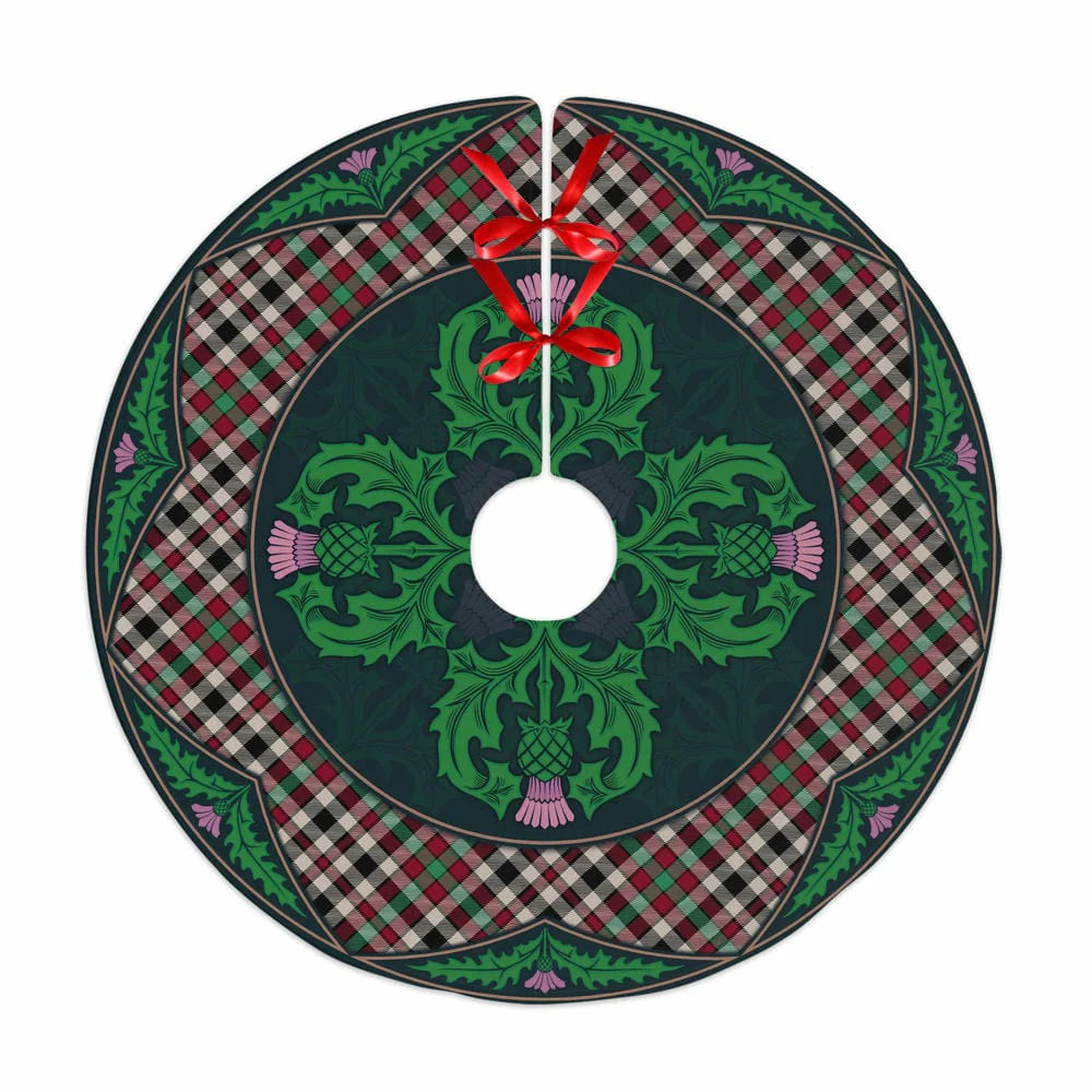 Scottish Borthwick Dress Ancient Tartan Christmas Tree Skirt Old Scottish Thistle Flower