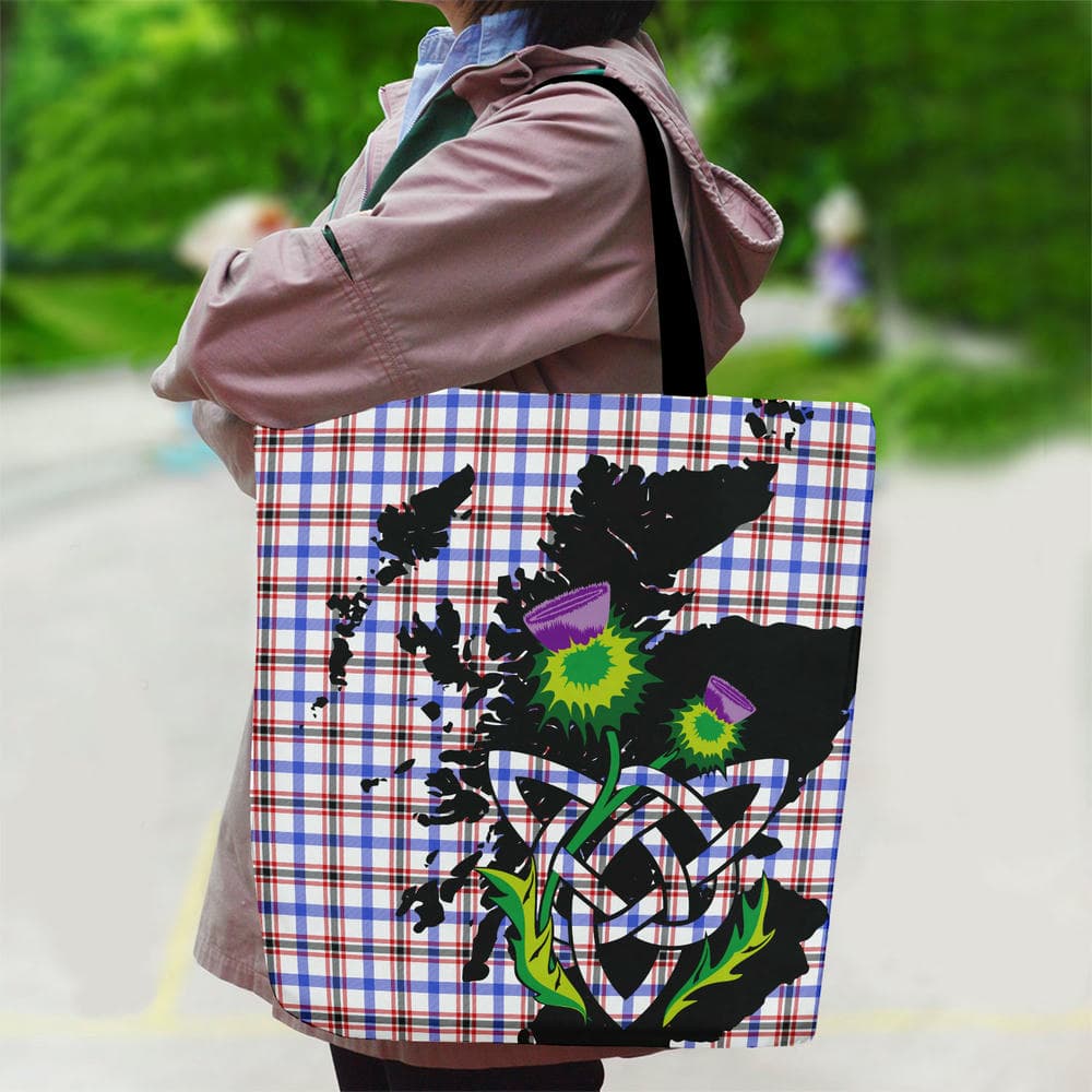 Scottish Boswell Modern Tartan Canvas Bag With Shoulder Strap With Thistle - Image 2