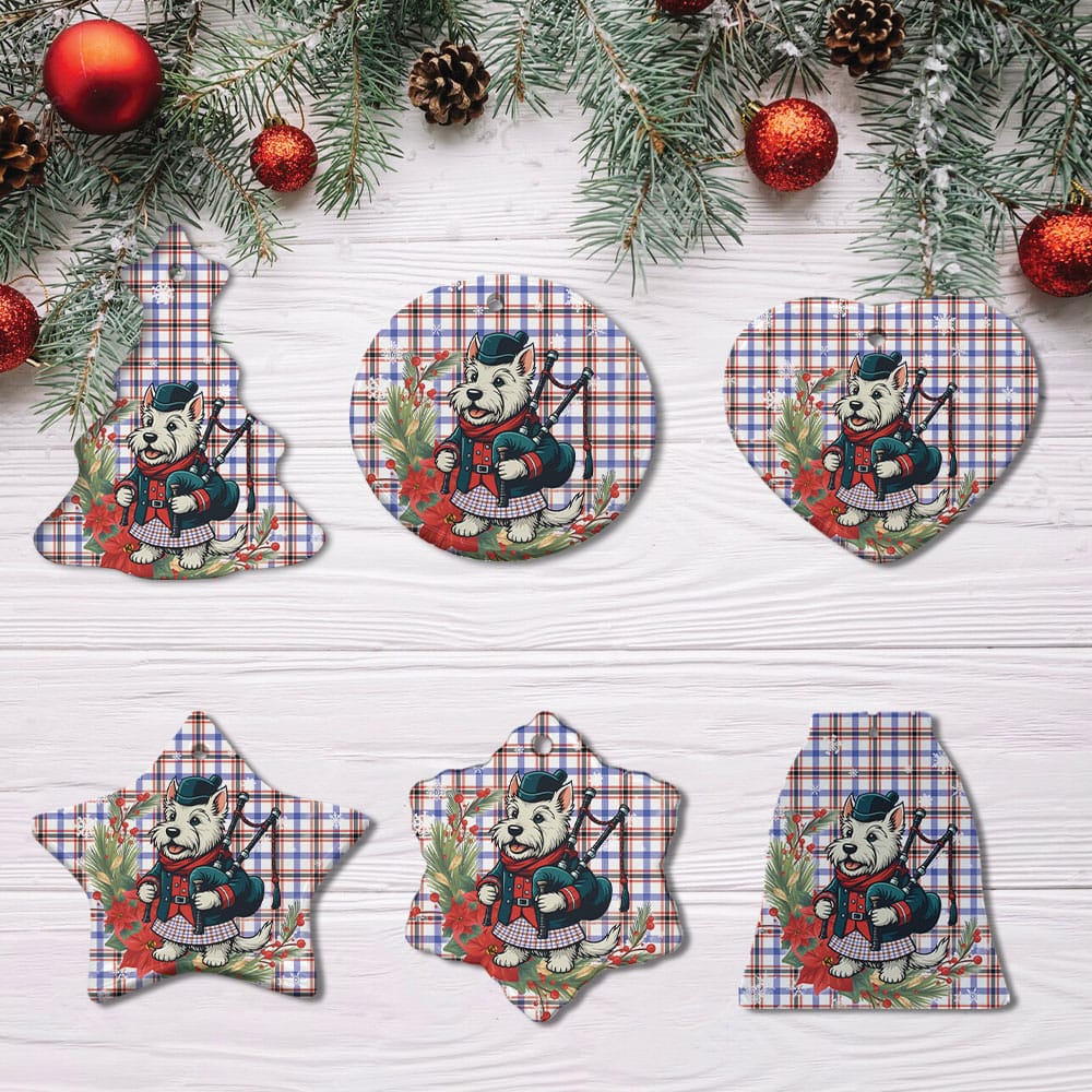 Scottish Boswell Modern Tartan Ceramic Ornament Cute Scottish Terrier Dog