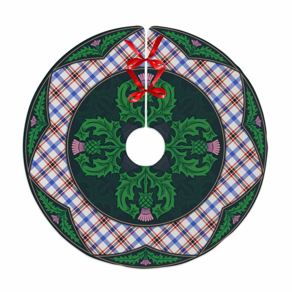 Scottish Boswell Modern Tartan Christmas Tree Skirt Old Scottish Thistle Flower