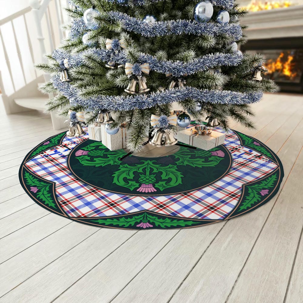 Scottish Boswell Modern Tartan Christmas Tree Skirt Old Scottish Thistle Flower - Image 3