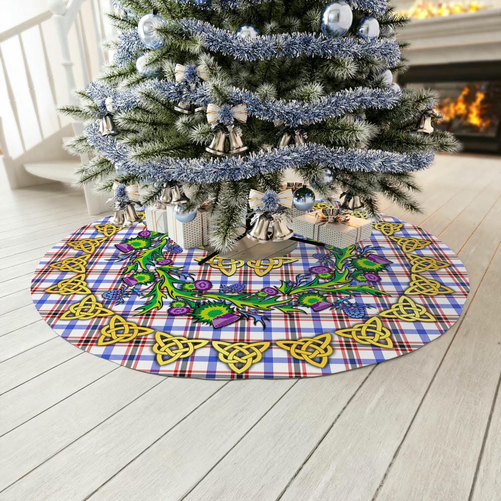 Scottish Boswell Modern Tartan Thistle Celtic Knot Christmas Tree Skirt - Image 3
