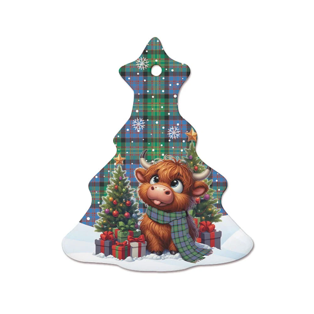 Scottish Bowie Ancient Tartan Ceramic Ornament Cute Highland Cow Christmas - Image 7