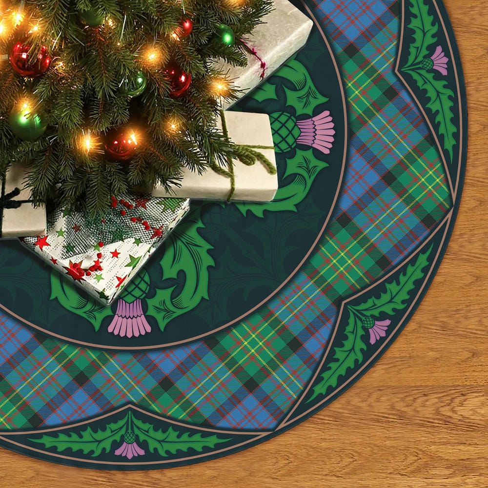 Scottish Bowie Ancient Tartan Christmas Tree Skirt Old Scottish Thistle Flower - Image 2