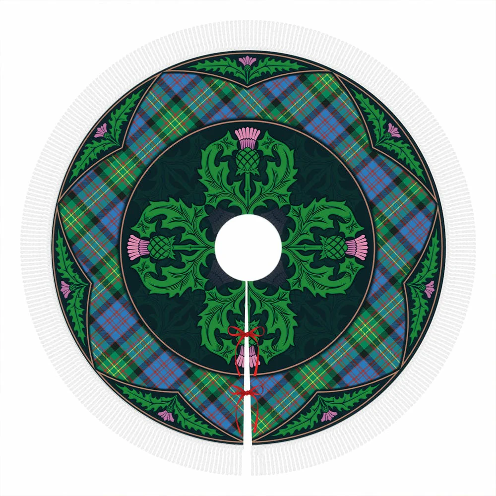 Scottish Bowie Ancient Tartan Christmas Tree Skirt Old Scottish Thistle Flower - Image 4