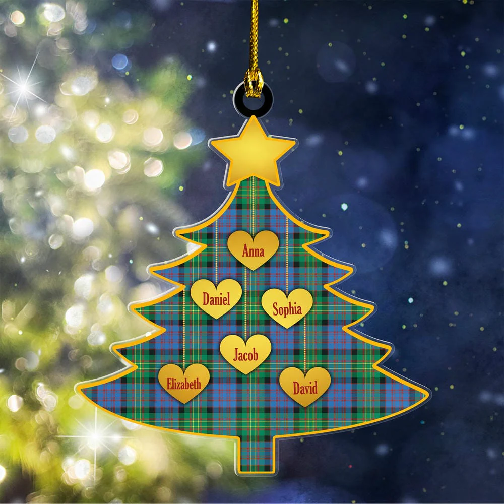Scottish Bowie Ancient Tartan Ornament Custom Family Christmas Tree