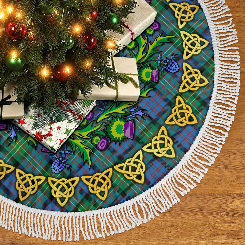 Scottish Bowie Ancient Tartan Thistle Celtic Knot Christmas Tree Skirt - Image 5