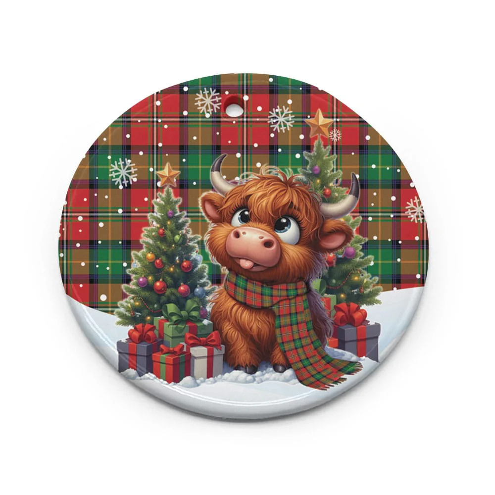 Scottish Boyd Modern Tartan Ceramic Ornament Cute Highland Cow Christmas - Image 2