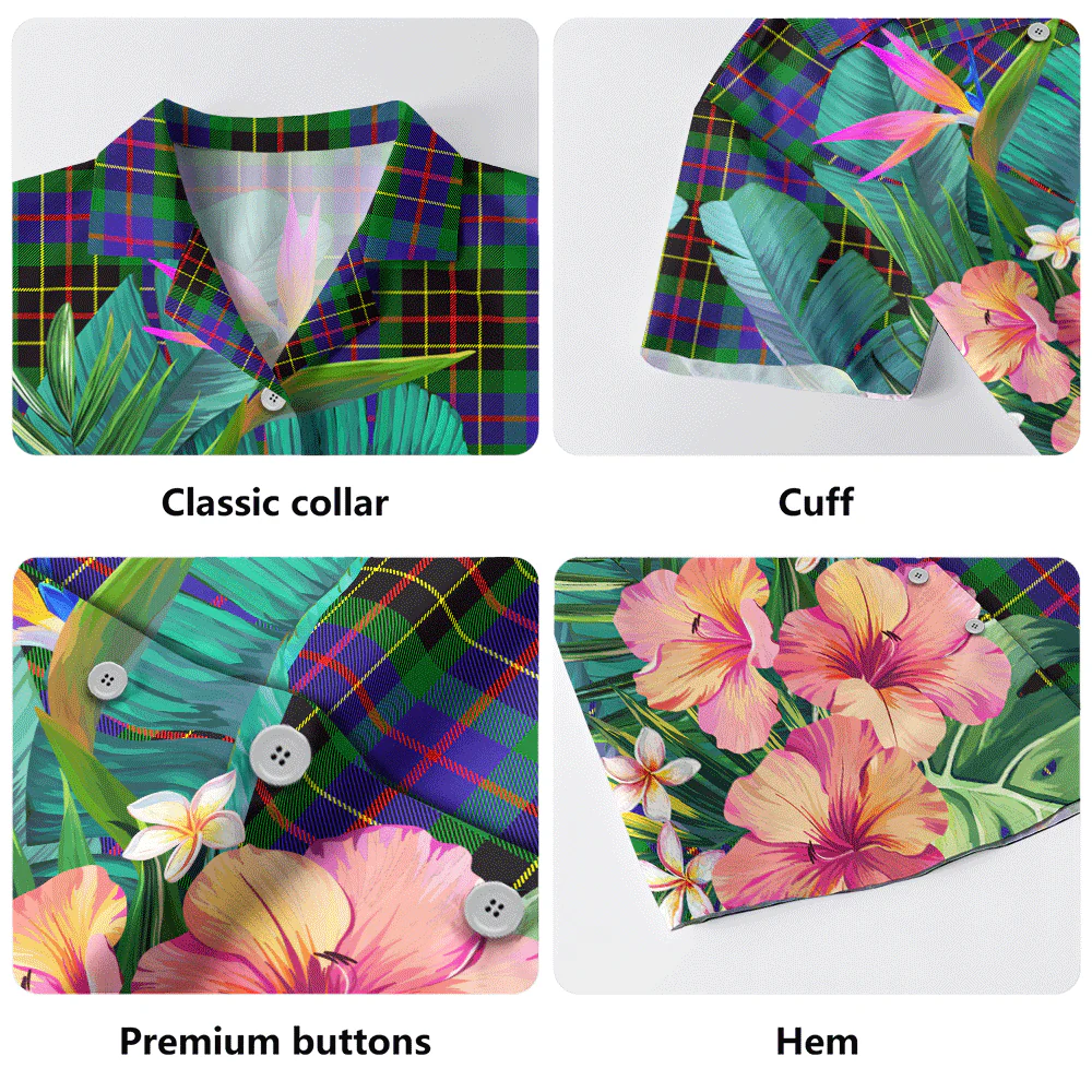 Scottish Brodie Hunting Modern Clan Badge Tartan Hawaiian Shirt Bouquet Tropical Style - Image 5
