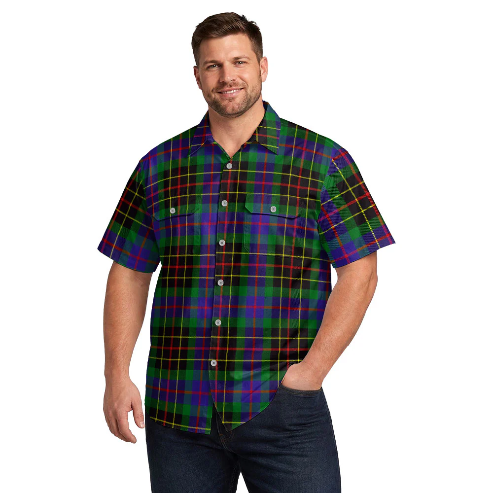 Scottish Brodie Hunting Modern Clan Badge Tartan Short Sleeve Work Shirt - Image 4